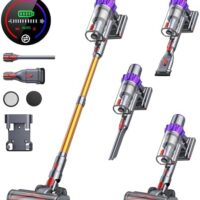 Cordless Vacuum Cleaner, Self-Standing Stick Vacuum with 450W 38Kpa Brushless Motor, Automatically Adjust Suction, Anti-Tangle Vacuum Cleaner for Home/Pet Hair/Carpet/Hard Floor