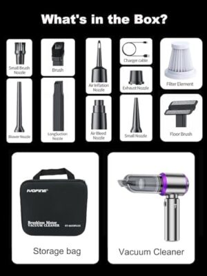 Vacuum/Air Duster 80,000RPM Super Power Mini Car Vacuum Cleaner 4-in-1 air Blower Gun Air Duster & Air Blower & Pump Hand Electric air Duster Handheld dust Blower Blower Cordless (Purple) - Image 8