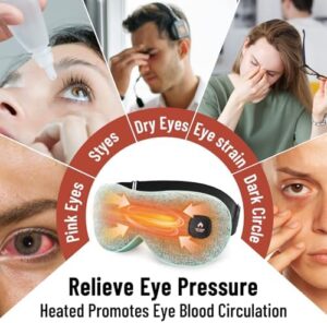 Cordless Heated Eye Mask for Dry Eyes, Eye Mask for Dry Eyes, Washable Eye Heating Pad, Electric Warm Eye Compress Moist Heat, Gifts for Women Men (Blue Grey) - Image 2