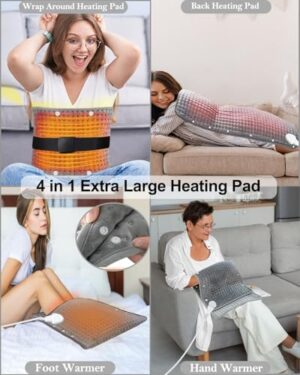 Foot Warmers for Feet XXL Large Heating Pads for Body 33x17in, 10FT Cord 9 Heat 4 Timer Auto Off Electric Heat Pad for Period Cramp Back Pain Relief Wrap Around with Belt Gift for Women Men - Image 3