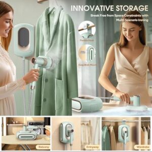 Newbealer 2In1 Pro Steam Station Iron, 1550W Turbo Steam for Clothes, 3 Steam & 3 Dry Heat Modes, 30s Heat Up, 1.2L Detachable Tank, Auto-Off, Self Cleaning, Commercial-Grade for Home & Hotel (Green) - Image 2