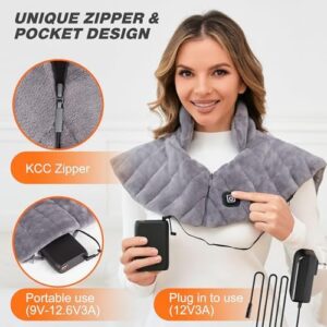 Heating Pad for Neck and Shoulders, Portable Cordless Heating Pad with Power Bank for Pain Relief, Electric Heated Pad with 3 Heat Settings, Rechargeable Weighted Heat Pad Gift for Women Men - Image 2