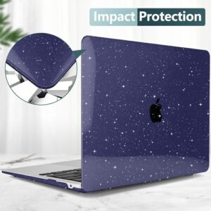 DONGKE for MacBook Air 13 inch Case 2021-2018 Release A2337 M1 A2179 A1932, Bling Plastic Hard Shell Case & Keyboard Cover Only Compatible with MacBook Air 13 inch Retina Fits Touch ID, Starry Blue - Image 6