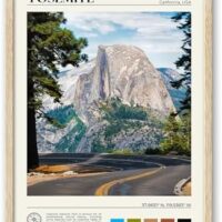 HesenDot Natural OAK Wood Yosemite National Park Framed Wall Art,12x16in Natural Scenery Canvas Wall Print,Classic Urban Landmark Wall Decor for Living Room,Bedroom,Office Gallery Gifts Set of 1