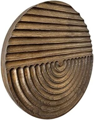 Musanpou Hand-carved Wood Wall Decor featuring Artistic Round Design for Farmhouse and Country-style Interiors | Wall Art Decoration | 11.8 inches x 11.8 inches (brown) - Image 2
