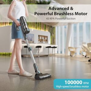 Cordless Vacuum Cleaner, 43Kpa Powerful Stick Lightweight Vacuum with LED Touch Display, 45 Mins Long Runtime, Self-Standing Brushless Motor Vacuum for Hard Floor Carpet Hair - Image 3