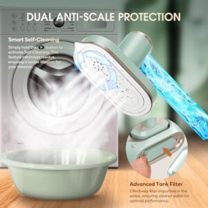 Newbealer 2In1 Pro Steam Station Iron, 1550W Turbo Steam for Clothes, 3 Steam & 3 Dry Heat Modes, 30s Heat Up, 1.2L Detachable Tank, Auto-Off, Self Cleaning, Commercial-Grade for Home & Hotel (Green) - Image 9