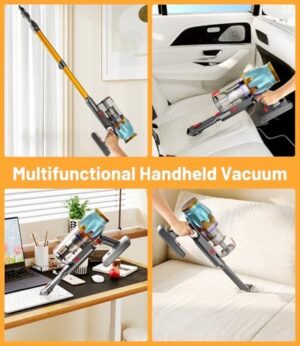 Cordless Vacuum Cleaner, 45Kpa/550W Stick Vacuum with Touch Screen, Max 65Mins Vacuum Cleaners for Home, Upgraded Green Light & Anti-Tangle Wireless Vacuum for Pet Hair/Carpet/Hardwood Floor - Image 8