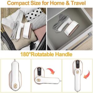 AUAUY Mini Steam Iron, 1000W Portable Handheld Travel Steam Iron, 180° Rotating Handle Converts Iron into Handheld Steamer, 15s Fast Heat Up, 2-in-1 Foldable Steamer Iron for Home and Travel - Image 6