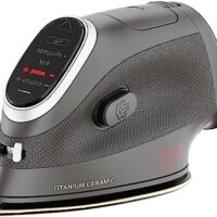 CHI Mini Steam Iron for Clothes, Sewing, Crafting and Travel with Titanium Infused Ceramic Soleplate, 1000 Watts, XL 10’ Cord, 3-Way Auto Shutoff, Portable, Vacation Essentials, Black (13120)