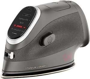 CHI Mini Steam Iron for Clothes, Sewing, Crafting and Travel with Titanium Infused Ceramic Soleplate, 1000 Watts, XL 10’ Cord, 3-Way Auto Shutoff, Portable, Vacation Essentials, Black (13120)