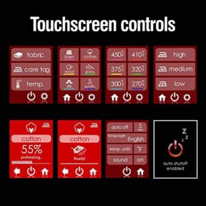 CHI Steam Iron for Clothes with Titanium Infused Ceramic Soleplate, 300+ Holes for Powerful Steaming, XL 10’ Cord, 3-Way Auto Shutoff, 1800 Watts, Advanced Touchscreen, Silver (13103) - Image 3