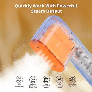 Travel Steamer for Clothes Portable Mini, Hand Held Steamer, Small Steam Iron for Clothes, 15s Fast Heat-up, Handheld Clothing Steam 800W for Garments, Fabric Wrinkle Remover for Home Travel, 120V - Image 2
