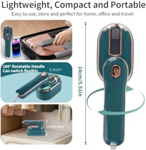 Portable Handheld Steamer Iron for Clothes – 1000W Fast Heat-up, Travel Garment Steamer & Iron 2-in-1, Compact Wrinkle Remover for All Fabrics, Mini Steamer for Home & Travel (Green) - Image 7