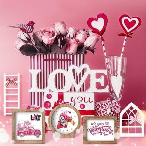 Bencailor 48 Pcs Interchangeable Seasonal Farmhouse Tiered Tray Decor Set Include Wood Frames with Ladders Cards Bow Knot,Tray Not Included(Year Round Seasonal) - Image 6