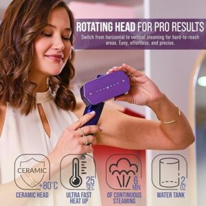 Mini Steam Iron & Travel Garment Steamer – 1200W Portable Wrinkle Remover, Handheld Clothes Steamer, 20s Fast Heating, 4 Modes, Compact Folding Design, Fabric Steamer for Home & Travel–Purple - Image 4