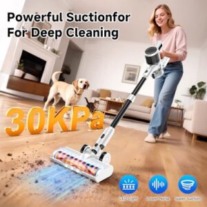 Cordless Vacuum Cleaner for Home - Lightweight, 30Kpa Stick Vacuum Clean with Rechargeable Battery, Max 45Mins Runtime, 8 in 1 Handheld Vacuum for Hardfloor & Carpets Pet Hair, White - Image 2