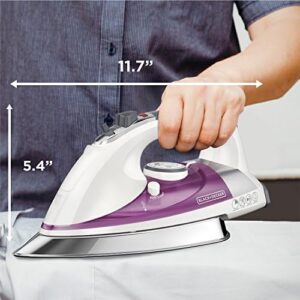 BLACK+DECKER IR1350S Professional Steam Iron with Stainless Steel Soleplate and Extra-Long Cord, Purple - Image 7