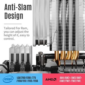 Jonsbo CR1400 RGB CPU Air Cooler, 4 Heat-Pipes, 126mm RGB CPU Fan, Removable 92mm PWM Fans, Fins Bending, 4-pin RGB CPU Cooler, RGB Lighting for AMD Ryzen/Intel LGA 1700 115X, White - Image 6