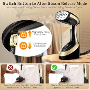 Handheld Garment Steamer for Clothes 1800W: Upgraded Leak-proof Design, Strong Penetrating Steam, 2 in 1 Fabric Wrinkle Remover with Lint Brush - Portable Steamer for Home Mothers Day Gifts - Image 6