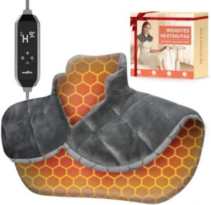 HOMLYNS Graphene Heating Pad for Neck and Shoulders, Birthday Gifts for Her Him Women Mom Wife Men Dad, 2.2lb Weighted Neck Heating Pad for Back Pain Relief, 10 Heat Levels & 4 Timer Settings