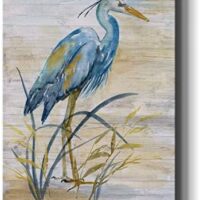 Renditions Gallery Animals Wall Art Abstract Paintings for Decor Rustic Yellow Blue Heron Bird Canvas Artwork Prints for Bedroom Living Room Office Walls - 24"X36" LT15
