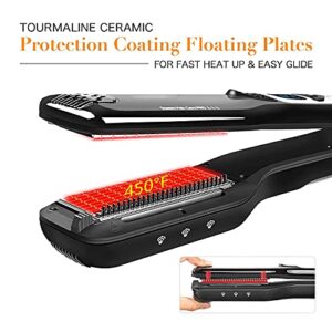 Hair Straightener with Steam,Salon Professional Nano Titanium Ceramic Steam Flat Iron with Removable Comb+Digital LCD+5 Level Adjustable Temperature+Auto Temperature Lock (Black) - Image 5