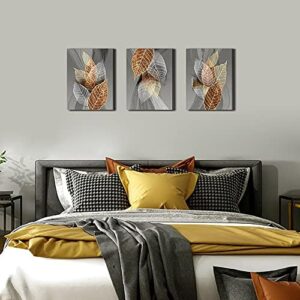 Canvas Wall Art For Living Room, Family Wall Decorations, Kitchen, Bathroom, Bedroom Modern Wall Decor Black Paintings Abstract Leaves Pictures Artwork Inspirational Home Decor 3 Pieces - Image 2