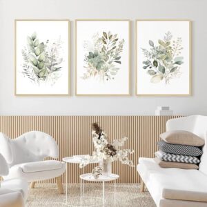 Joocrise Watercolor Botanical Wall Art Set of 3 Boho Floral Canvas Wall Decor Prints Sage Green Wildflower Wall Art Modern Flower Pictures Botanical Painting for Bedroom Bathroom 16x24 Inch Framed - Image 4