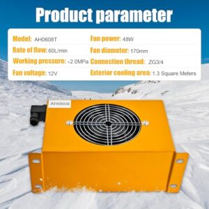 AH0608T-CA 12VDC Hydraulic Oil Cooler 60L/min 48W Hydraulic Air Cooler Air Cooled Oil Radiator Heat Dissipation Low Noise and Power Usage - Image 4