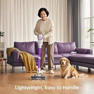 FABULETTA Cordless Vacuum Cleaner for Home, 500W Lightweight Vacuum Cleaner with MAX 50 Min Detachable Battery, Brushless Motor, 6 in 1 Stick Vacuum for Hardwood Floors and Carpet Pet Hair Car(Purple) - Image 6