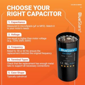 216-259 uF/MFD 330V Round Start Capacitor Replacement Part by Blue Stars - Exact Fit for AC Motor Run or Fan Start and Cool or Heat Pump Air Conditioner - Image 6