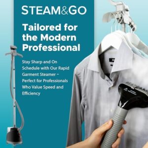 Steam & Go - The Rival Handheld Steamer - Upright Fabric Steamer for Clothes, Garments, Curtains, Bedding & Upholstery - Quick-Heating Foldable Steam Iron with Adjustable Pole Hanger & Detachable Tank - Image 6