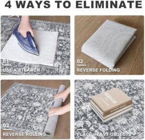 KILOCOCO Moroccan Small Area Rug 2x3 Entryway Rugs Printed Vintage Floral Washable Rug Non-Slip Kitchen Rug Indoor Door Mat, Accent Throw Small Rugs for Laundry Room Bedroom Entrance, Grey - Image 8