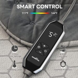 HOMLYNS Graphene Heating Pad for Neck and Shoulders, Birthday Gifts for Her Him Women Mom Wife Men Dad, 2.2lb Weighted Neck Heating Pad for Back Pain Relief, 10 Heat Levels & 4 Timer Settings - Image 4