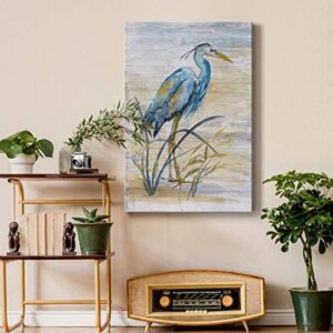 Renditions Gallery Animals Wall Art Abstract Paintings for Decor Rustic Yellow Blue Heron Bird Canvas Artwork Prints for Bedroom Living Room Office Walls - 24"X36" LT15 - Image 4
