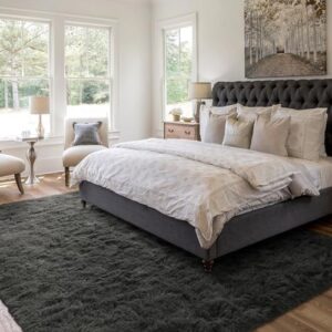 5x7 Ft Large Shag Area Rug, Ultra Soft Fluffy Furry Rugs for Living Room Bedroom Indoor Floor, Aesthetic Carpet for Kids Home Decor (Dark Grey) - Image 2