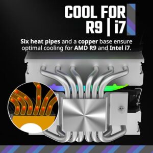 Cooler Master Hyper 620S Dual Tower CPU Air Cooler, ARGB Sync, 120mm PWM Fan, 6 Copper Direct Contact Heat Pipes, 154.9mm Tall Silver - Image 3