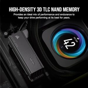 Corsair MP700 PRO with Air Cooler 2TB M.2 PCIe Gen5 x4 NVMe 2.0 SSD – M.2 2280 – Up to 12,400MB/sec Sequential Read – High-Density TLC NAND – Black - Image 6