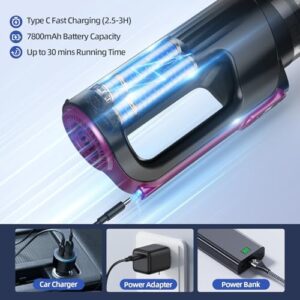 Cordless Handheld Vacuum Cleaner, 18000Pa 2 in 1 Car Vacuum Cleaner&Air Duster, 130W Brushless Motor with 7800mAh Battery, LED Light and Multi-Nozzles, Portable for Car, Home, Office, Pet - Image 8