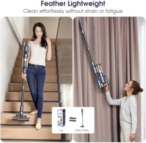 Cordless Vacuum Cleaner, 35kPa Powerful Suction Max 50min Runtime, Stick and Handheld Vacuum, Lightweight Vacuum Cleaners for Home, Carpets, Hard Floor, Pet Hair, Cars - Image 6