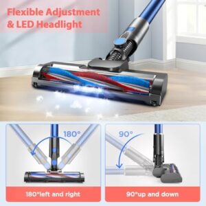 Cordless Vacuum Cleaner for Home, Stick Vacuum Cleaner with 80000 RPM Brushless Motor, 2600mAh Rechargeable Batteries, 2 Adjustable Suction, Anti-Tangle, Lightweight Handheld Vacuum for Hard Floor - Image 7