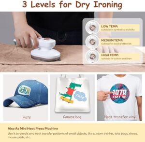 Newbealer Dual Voltage Travel Iron - 120V/220V, 490W, Small Dry Iron with 3 Temp Settings, 30ml Steam (Horizontal Only), Non-Stick Ceramic Soleplate, 1lb Lightly for Cruise, RV and Europe Trips - Image 3