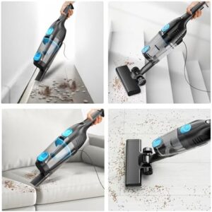 Corded Stick Vacuum Cleaner, 20000pa Powerful Suction Stick Vacuum with 16Ft Cord, 2 in 1 Lightweight Vacuum Cleaner for Hard Floor Pet Hair - Blue - Image 7