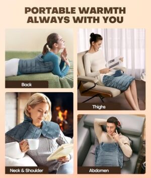 Graphene-Infused Weighted Heating Pad, Effective Pain Relief Instant Heating Pads for Neck and Shoulders and Back, Ergonomic Heated Wrap w/ 6 Heat Options 4 Auto Timer, Christmas Gifts for Women Men - Image 6