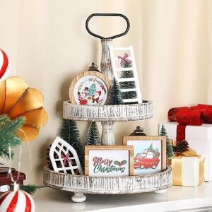 Bencailor 48 Pcs Interchangeable Seasonal Farmhouse Tiered Tray Decor Set Include Wood Frames with Ladders Cards Bow Knot,Tray Not Included(Year Round Seasonal) - Image 7