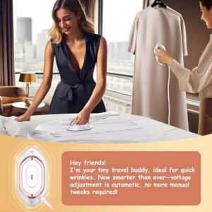 Newbealer Travel Iron with Global Voltage, 100-240V Mini Dry Iron for Clothes (No Steam), Max 300W, 60s Heat Up, 302℉ Non-Stick Ceramic Soleplate, 0.8lbs Ultra-Lightweight (Gold) - Image 7