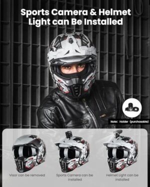 ILM Open Face Motorcycle 3/4 Half Helmet for Men and Women, Vintage Retro Helmet with Visor for Moped ATV Cruiser Scooter DOT Model Z302(Red Mecha,XX-Large) - Image 4