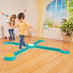B. Toys – Balance Beam for Kids – Interlocking Balancing Beams – 5 Sensory Pads & 8 Beams – Active Play for Toddlers, Kids – 3 Years + – Balance & Build Set - Image 4