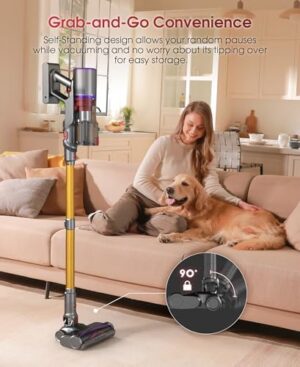 UNINELL HOME Cordless Vacuum Cleaner, 48000Pa 550W 65Mins Vacuum Cleaners for Home,LED Touch Display, Anti-Tangle Stick Vacuum Self-Standing, Vacuum Cordless Rechargeable for Pet Hair/Carpet - Image 6